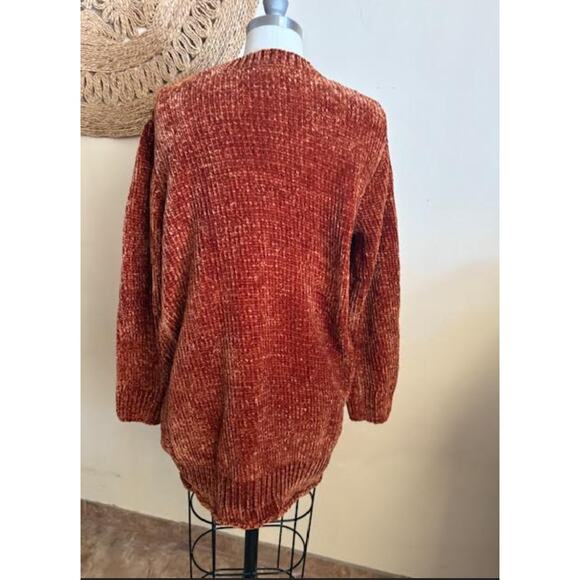 Woman Within Chenille Sweater Medium 14/16 Burnt Orange Cozy Soft Knit Pullover - Picture 4 of 5